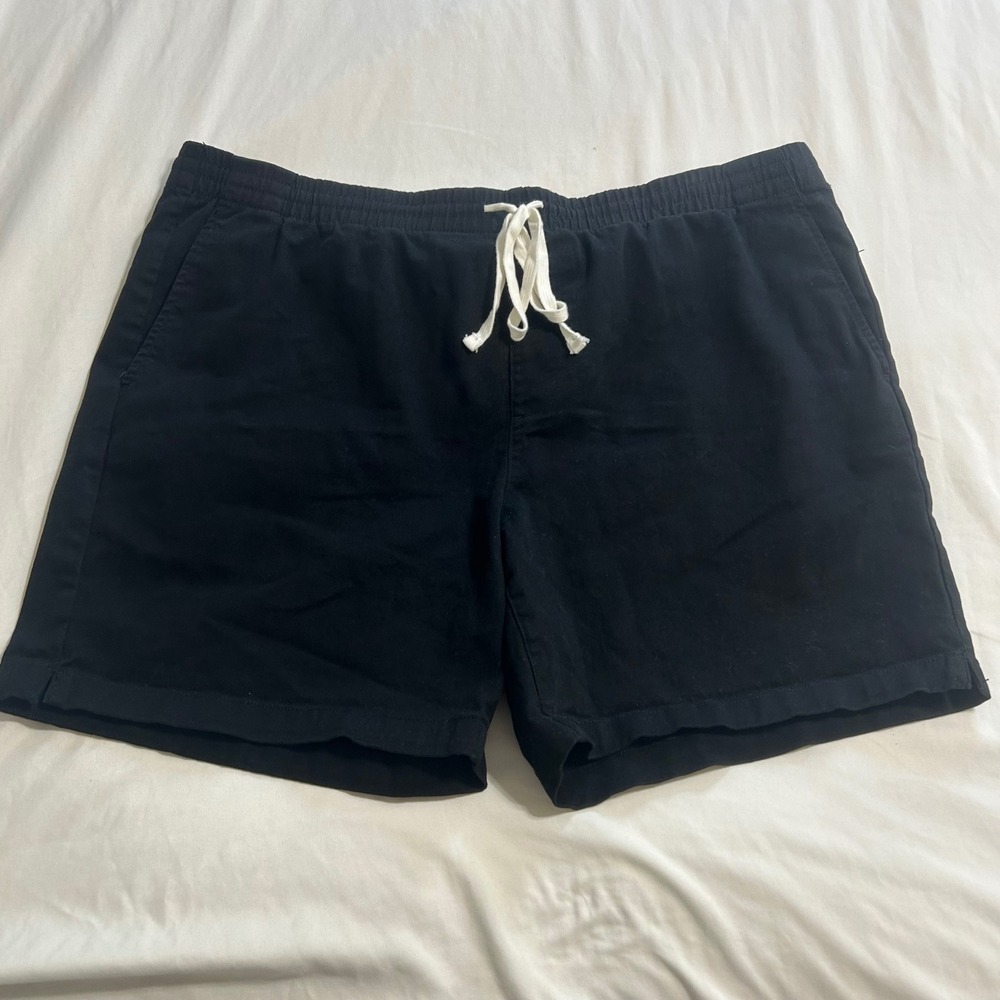 NovaMen Mens‎ XXL Black Drawstring Elastic Waist Casual Cotton Blend Shorts